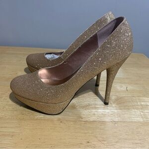 Sizzle  Gold Platform Stilettos Classic High Heels Pumps‎ women Shoes 9.5